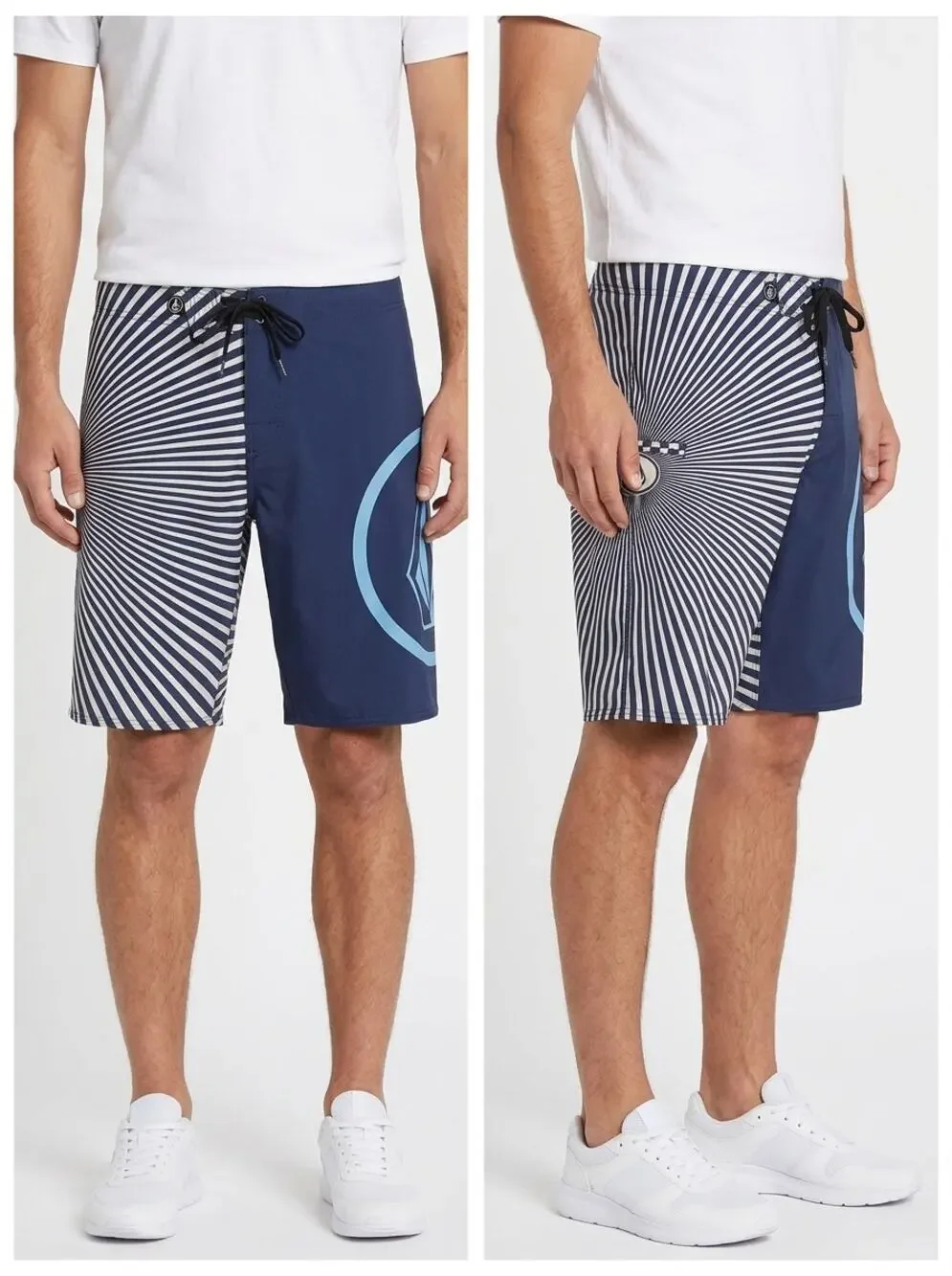 Volcom V2S Striped Cinch Fly Board Shorts Swimwear Men See Measurements